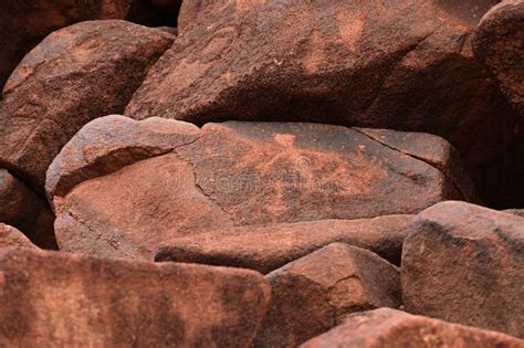 Aboriginal Petroglyphs Of A Wallaby On Rock In Burrup Peninsula Near