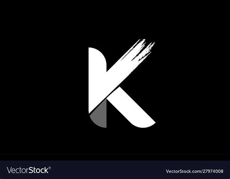 Black Background Black And White Letter K Grunge Alphabet Logo Design