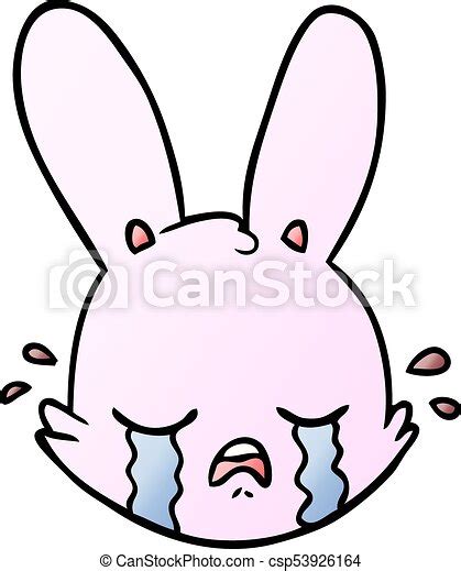 Cartoon Crying Bunny Face Canstock