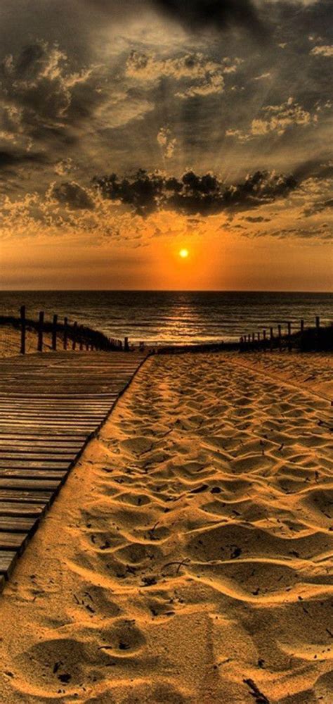 720x1520 Sand And Pathway To Sea Under Cloudy Sunset 720x1520