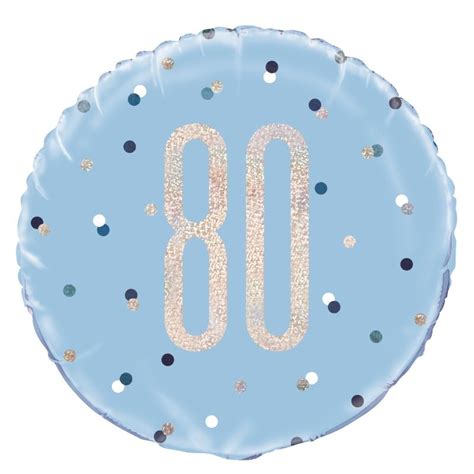 80th Birthday Balloons Blue And Silver 18 Inch Party Save Smile