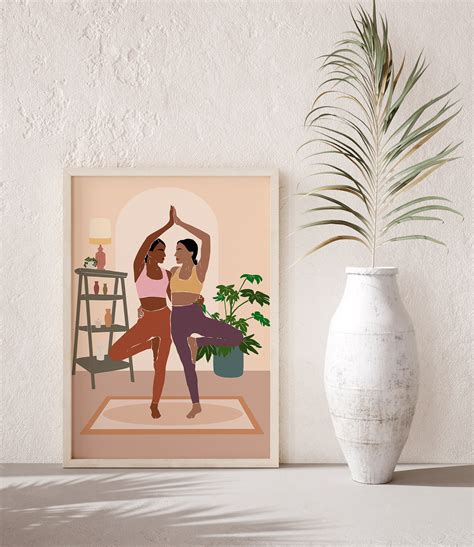 Yoga Pose Wall Art Black Woman Art Yoga Wall Art African Etsy