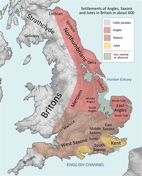 The Main Anglo Saxon Kingdoms In The 7th Century Wikipedia