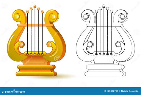 Colorful And Black And White Pattern For Coloring Illustration Of Lyre