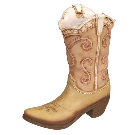Western Cowgirl Natural Pink Boot Vase Centerpiece Country