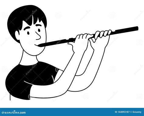 Music Lessons Flute Player Flutist Student Line Icon Clipart Doodles