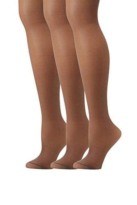 Hanes Womens Set Of 3 Alive Full Support Control Top Rt Pantyhose A Barely Black Pack Of 3