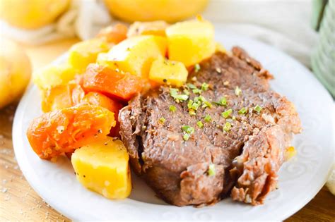 Add the sliced onions on top of the carrots, layering the onion discs (slices) if needed place the beef on top of the vegetables, pour in the bone broth and put the lid on. Easy Instant Pot Roast Beef Recipe - A Pressure Cooker