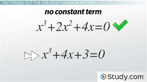 To factor a cubic polynomial, start by grouping it into 2 sections. Using the Greatest Common Factor to Solve Cubic Equations - Video & Lesson Transcript | Study.com
