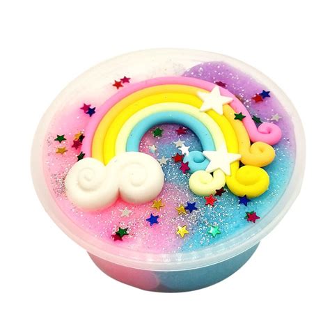 2019new Beautiful Rainbow Mud Mixing Cloud Slime Toy Crystal Mud Fluffy