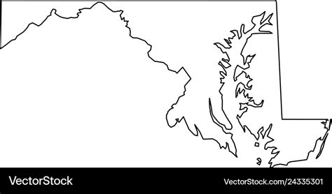 Maryland State Of Usa Solid Black Outline Map Vector Image