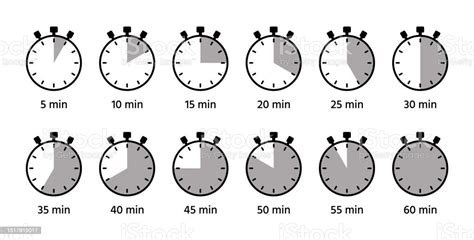 Cooking Indicators In Flat Design Set Of Clocks With Different Minutes