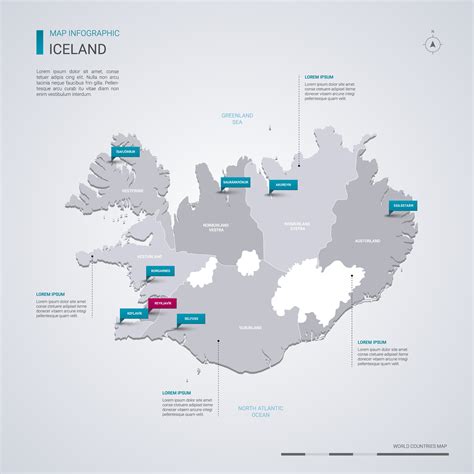 Iceland Vector Map With Infographic Elements Pointer Marks Editable