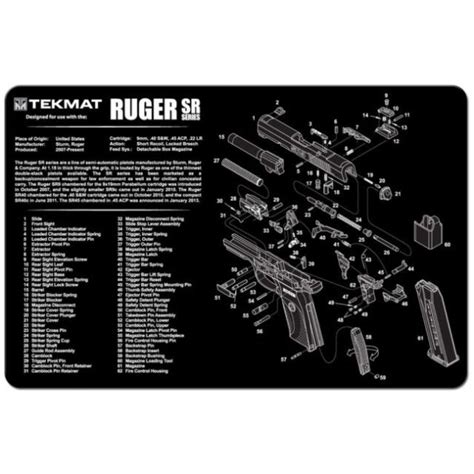 Ruger Sr Tekmat Gun Cleaning Mat 11 X 17 With Parts Schematic Sr9 Sr40