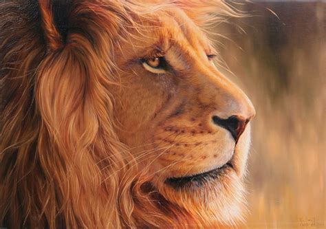 Great Lion Artwork African Lion Painting Realism Animals Hand Painted