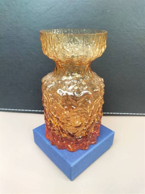 Amber Glass Vase Vintage Mid Century Modern Oberglas Vase Etsy