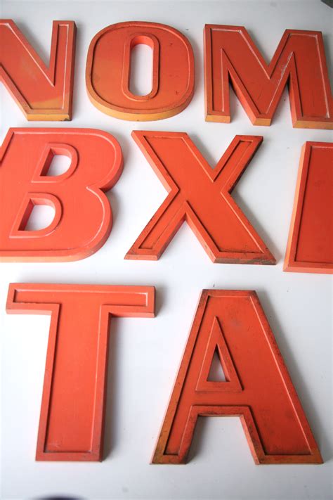 Vintage Orange Metal Shop Letters 'Doric' Font | Cream and Chrome