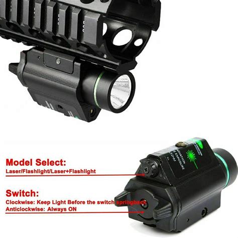 Us Tactical Green Laser Sight Led Flashlight Combo For Rifle Shot Gun