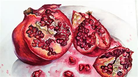 Live Pomegranate In Watercolor Painting Tutorial Pm Friday Dec