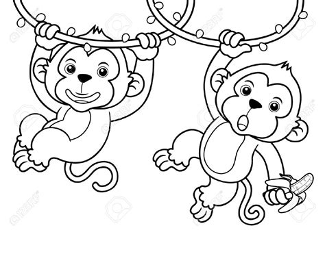 Dibujos De Dos Monos Bebes Para Colorear Pintar E Imprimir