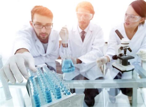 Portrait Of A Group Of Researchers Conducting Research Stock Image