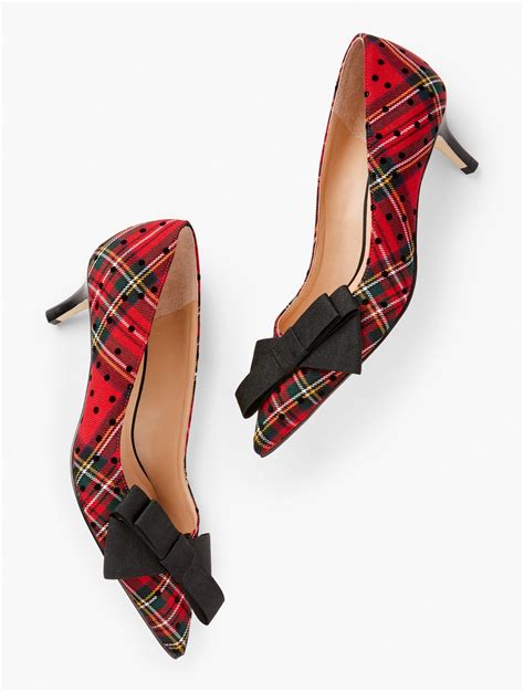 Elevates Any Look In Festive Plaid With A Flocked Dot Pattern