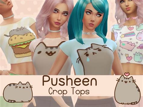 Four Short Tops With A Pusheen Design All In Pastel Colours Found In