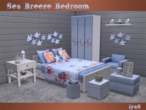 Sea Breeze Bedroom Sims 4 Includes 16 Objects Bed Bed Cover Two