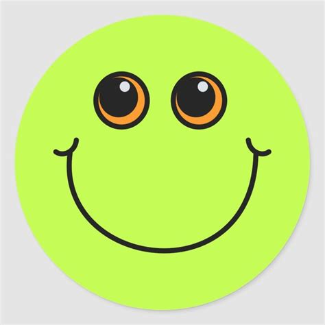 Happy Green Emoji Face Classic Round Sticker Zazzle Green Emoji