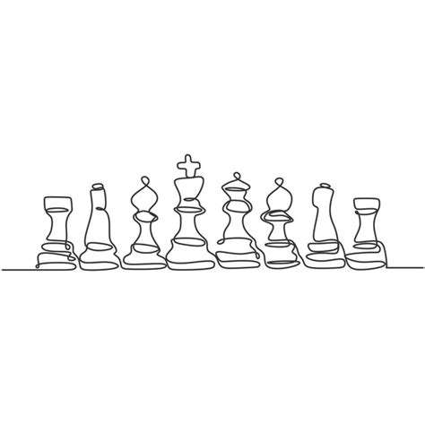 Chess Piece Vector Illustration Continuous One Line Drawing Stock