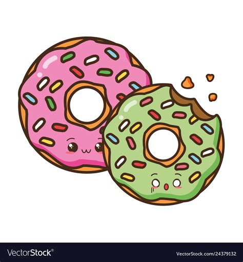 Kawaii Cartoon Sweet Donuts Royalty Free Vector Image