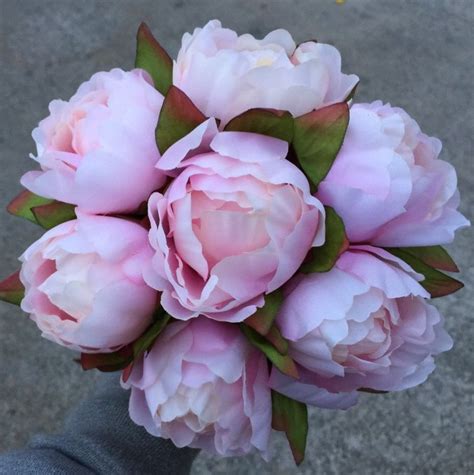 Silk Wedding Bouquet Flower Light Pink Rose Roses Peach Peonie Peony