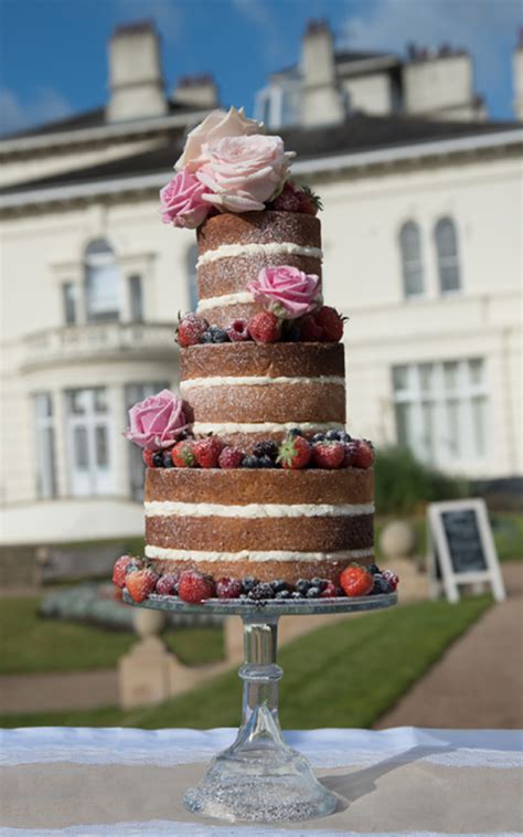 Naked Wedding Cake Custom Designed Tier Berry Rose Wedding Cake
