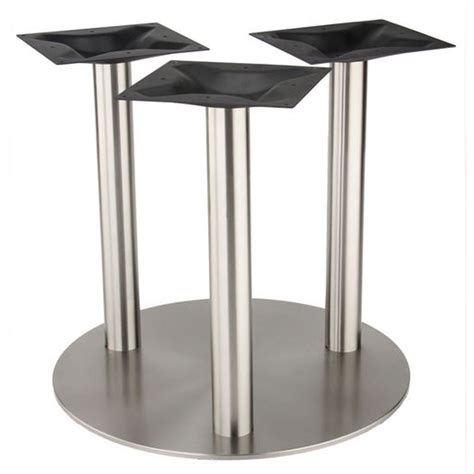 Round Table Base 3 Columns Brushed Stainless Steel 28 38 Height