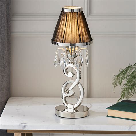Oksana Small Table Lamp In Nickel With Black Shade Furniture In Fashion