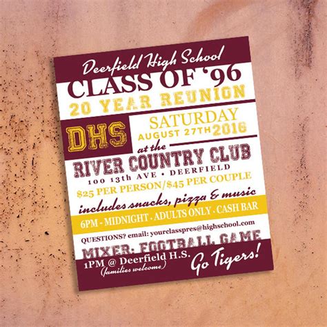 High School Reunion Invitation Etsy Reunion Invitations School