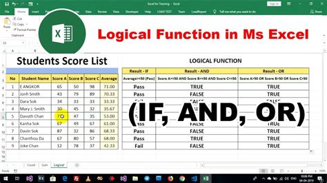 Logical Function If And Or In Ms Excel Youtube