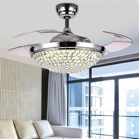 Tfcfl Crystal Chandelier Ceiling Fanwith Remote Control Fan Light
