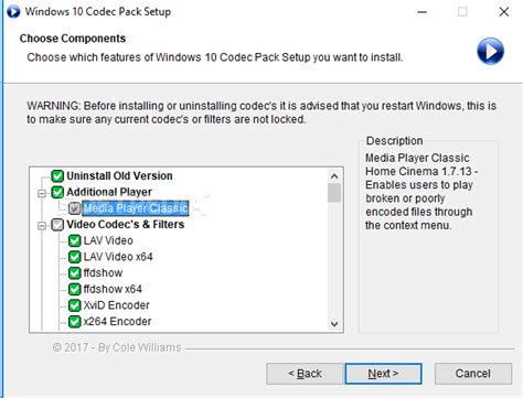 The full pack is richer with bigger and better features for users such as filters and other tools. Download Windows 10 Codec Pack 2.1.9