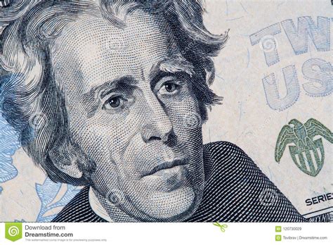 Andrew Jackson Portrait On 20 Us Dollar Bill Stock Image Image Of