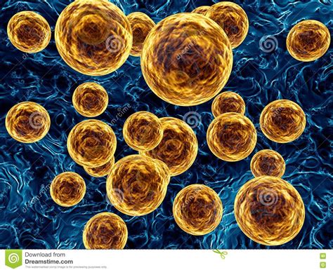 Yellow Cells Captured By Coronaviruses Stock Photo