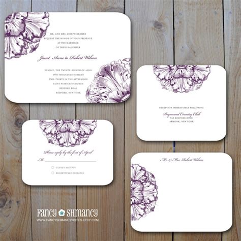 Items Similar To Diy Wedding Invitation Suite Purple Floral Medallion