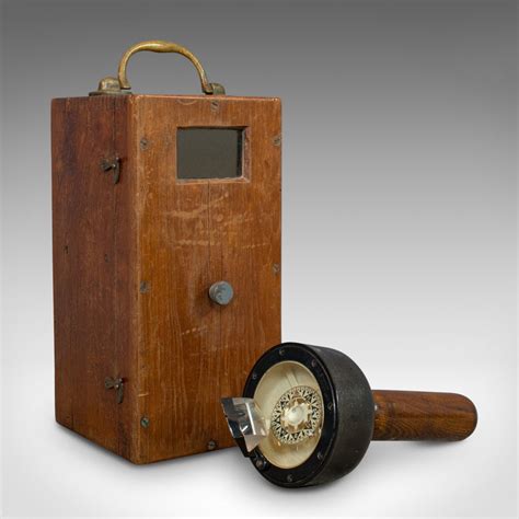 Vintage Handheld Bearing Compass English Oak Maritime Navigation