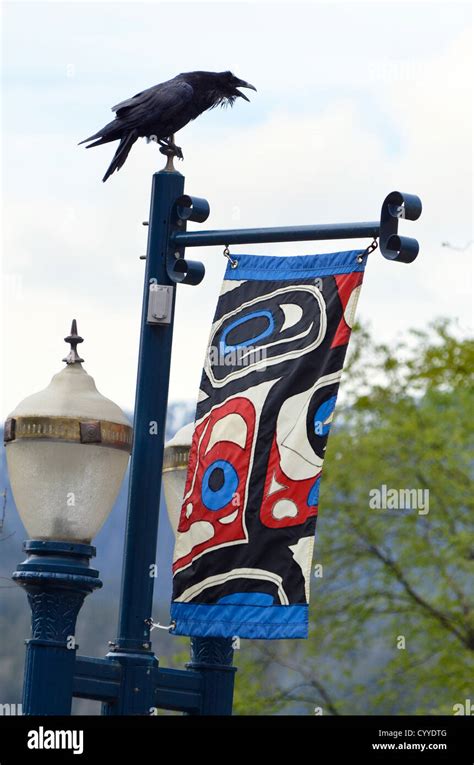 Raven On Lamp Post In Downtown Juneau Alaska Stock Photo Alamy