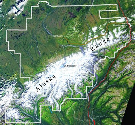 Satellite Photo Of Denali National Park And Preserve With Political