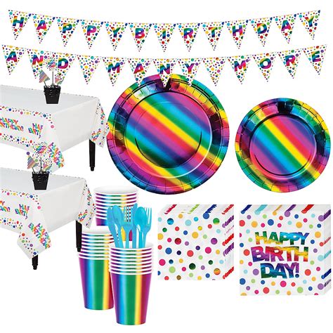 Super Metallic Rainbow Party Kit For 32 Guests Milestone Birthday