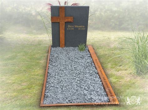 Grafsteen Met Kruis Cortenstaal Den Hollandsche Gedenktekens