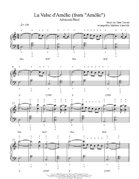 Download la valse d amelie sheet music pdf that you can try for free. La Valse d'Amelie by Yann Tiersen Piano Sheet Music ...