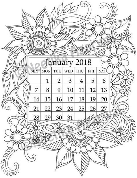 January Adult Coloring Pages Tedy Printable Activities