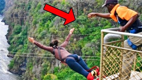 Woman Bungee Jumps Before Instructor Sees Mistake Youtube